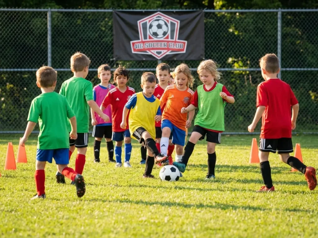 Red Light Green Light soccer dribbling game for five and six year olds