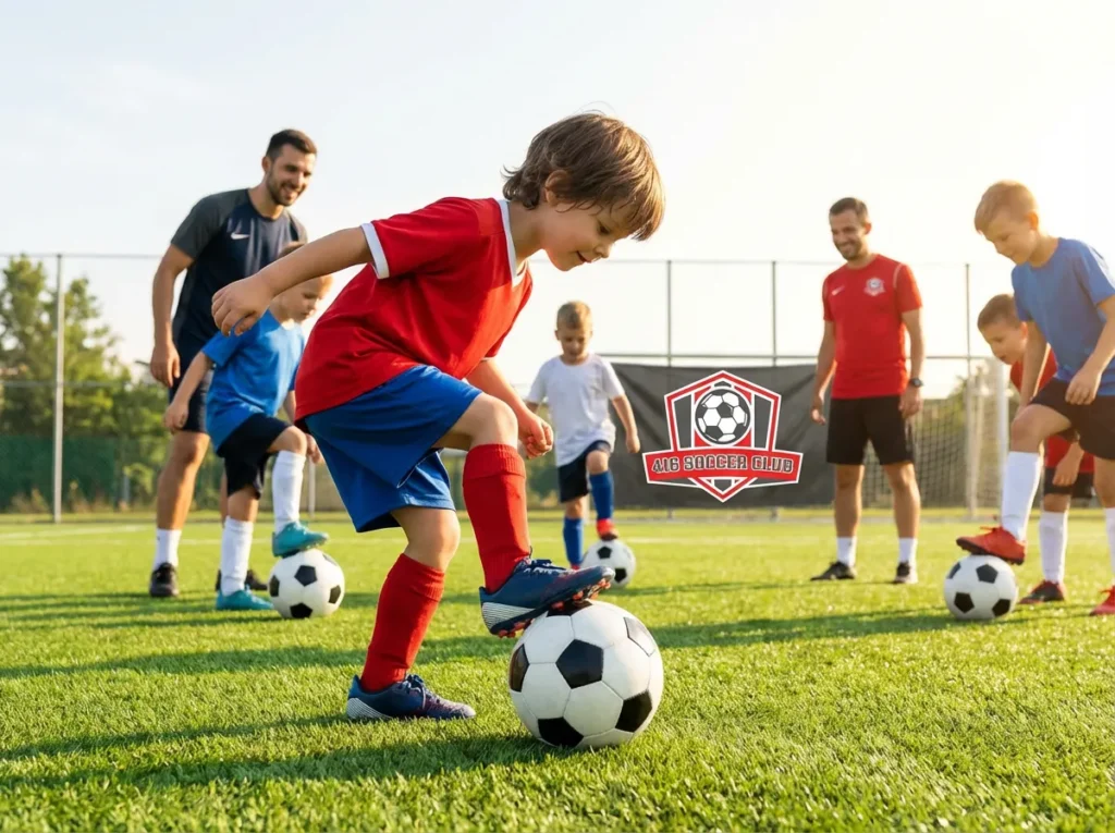 Freeze game soccer drill teaching sole stop control for young players